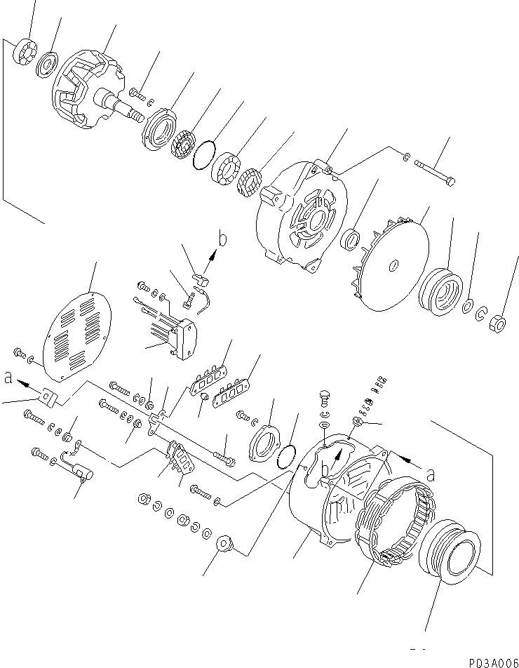 Engines Komatsu / SA6D170E-2C S/N 17353-UP(sa6d17dc) / ALTERNATOR (50A) (INNER PARTS)(#18669-)(030900 : A6010-B6E5)