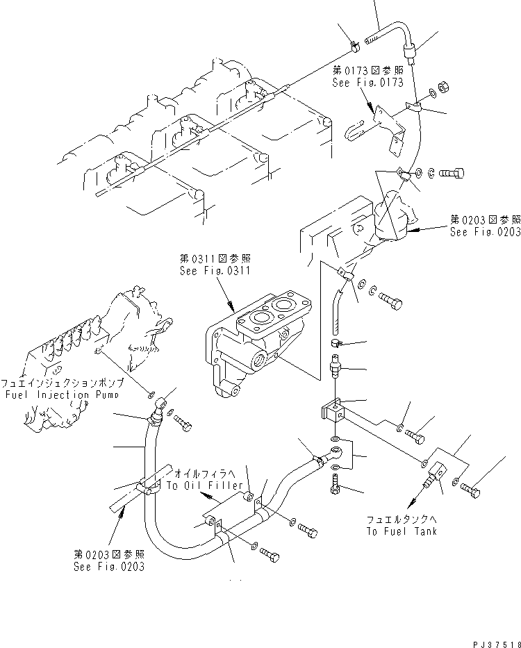 Engines Komatsu / SA6D170-B-1J S/N 13551-UP(sa6d17ec) / FUEL INJECTION PUMP PIPING (2/2) (COLD WEATHER (B) SPEC.)(120050 : 0407)