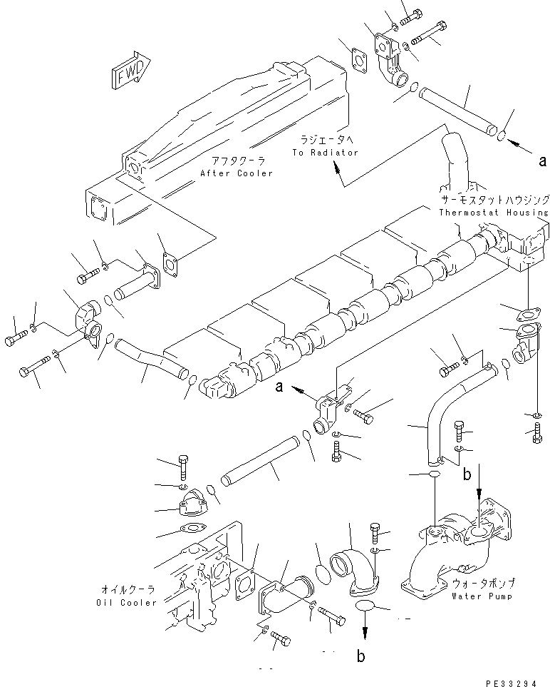 Komatsu parts book diagram for SA6D170-B-1F S/N 11763-UP: WATER PIPING(#11763-12339)