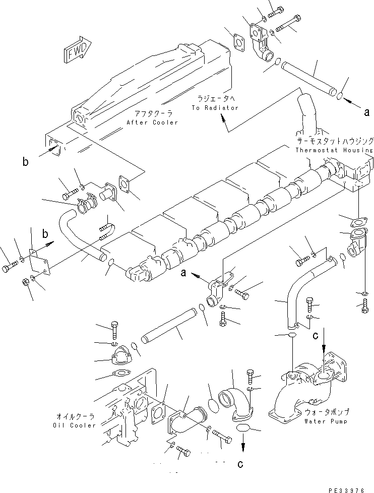 Komatsu parts book diagram for SA6D170-B-1F S/N 11763-UP: WATER PIPING(#12340-)