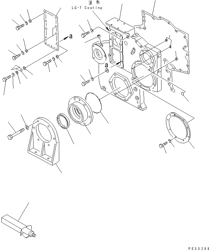 Komatsu parts book diagram for SA6D170-B-1F S/N 11763-UP: FRONT COVER AND FRONT SUPPORT
