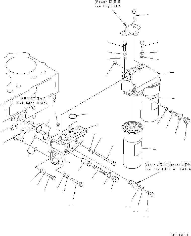Komatsu parts book diagram for SA6D170-B-1F S/N 11763-UP: LUBRICATING OIL FILTER AND MOUNTING