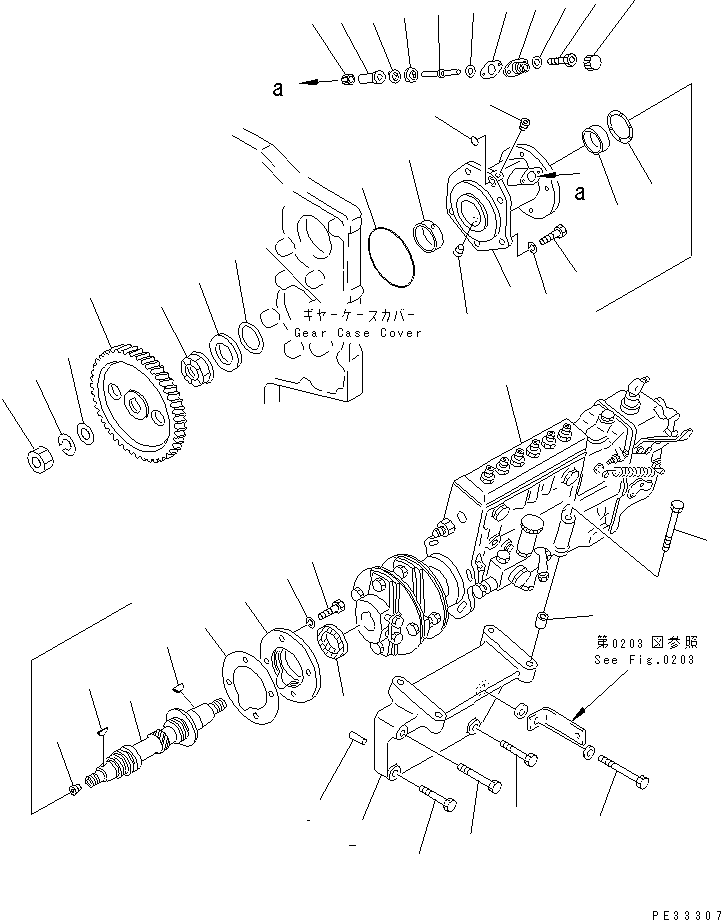 Komatsu parts book diagram for SA6D170-B-1F S/N 11763-UP: FUEL INJECTION PUMP AND MOUNTING
