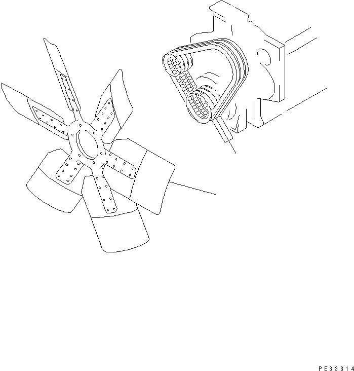 Komatsu parts book diagram for SA6D170-B-1F S/N 11763-UP: COOLING FAN AND V-BELT