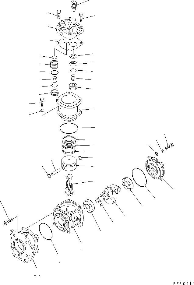 Komatsu parts book diagram for SA6D170-B-1F S/N 11763-UP: AIR COMPRESSOR (INNER PARTS)