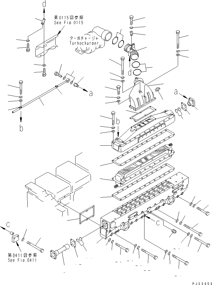 Komatsu parts book diagram for SA6D170-B-1J-R S/N 13551-UP (-50cent. SPEC.): AIR INTAKE MANIFOLD AND AFTER COOLER