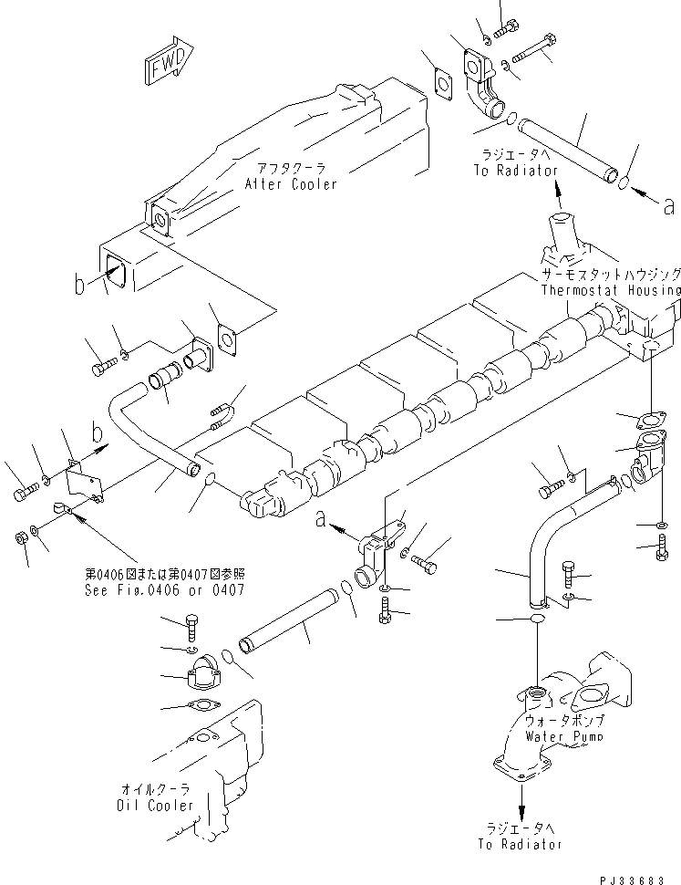 Komatsu parts book diagram for SA6D170-B-1J-R S/N 13551-UP (-50cent. SPEC.): WATER PIPING