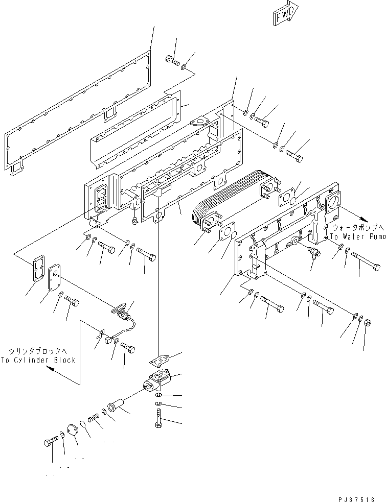 Komatsu parts book diagram for SA6D170-B-1J-R S/N 13551-UP (-50cent. SPEC.): LUBRICATING OIL COOLER (COLD WEATHER (B) SPEC.)