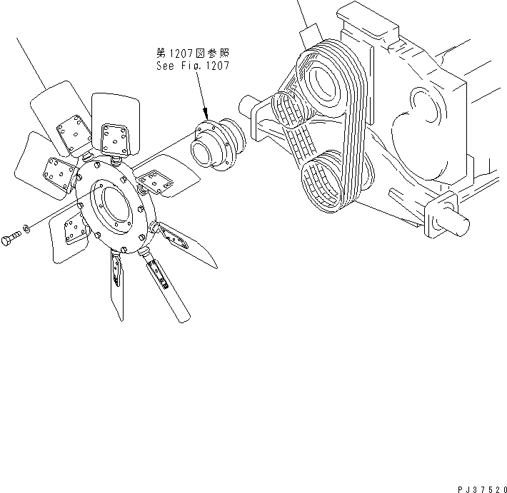 Komatsu parts book diagram for SA6D170-B-1J-R S/N 13551-UP (-50cent. SPEC.): COOLING FAN AND V-BELT (COLD WEATHER (B) SPEC.)