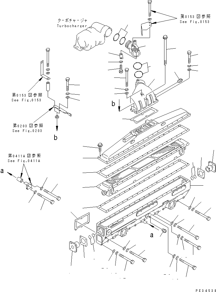 Engines Komatsu / SA6D170-B-1F-SP S/N 11763-UP(sa6d17fr) / AIR INTAKE MANIFOLD AND AFTER COOLER(030040 : 0132)