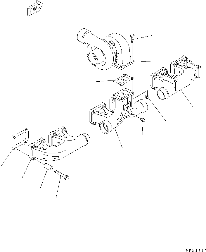 Engines Komatsu / SA6D170-B-1F-SP S/N 11763-UP(sa6d17fr) / EXHAUST MANIFOLD AND TURBOCHARGER(030060 : 0152)
