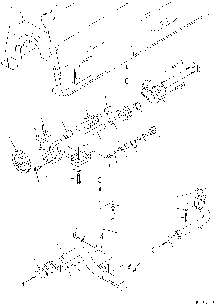 Komatsu parts book diagram for SA6D170-A-1Q-H S/N 13144-UP: LUBRICATING OIL PUMP AND SUCTION PIPE
