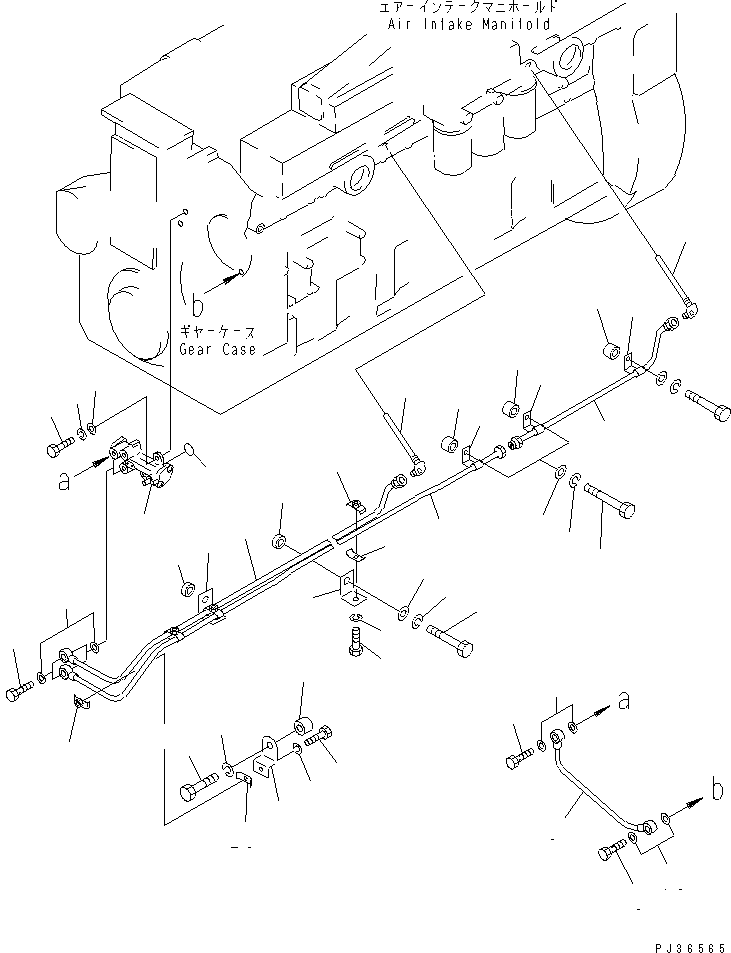 Komatsu parts book diagram for SA6D170-A-1Q-H S/N 13144-UP: MECHANICAL PUMP AND PIPING