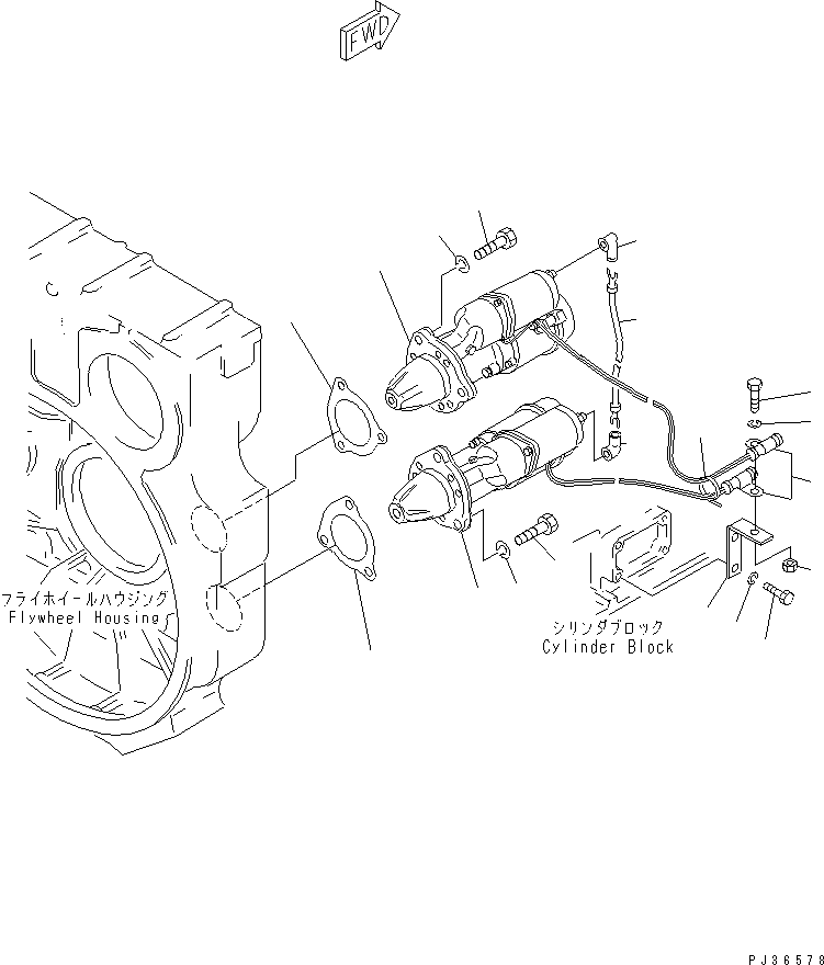Komatsu parts book diagram for SA6D170-A-1Q-H S/N 13144-UP: STARTING MOTOR AND MOUNTING