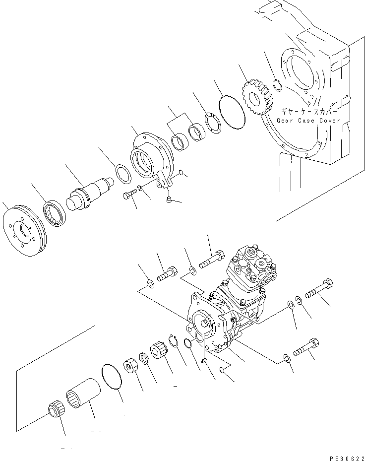 Komatsu parts book diagram for SA6D170-A-1Q-H S/N 13144-UP: AIR COMPRESSOR AND MOUNTING