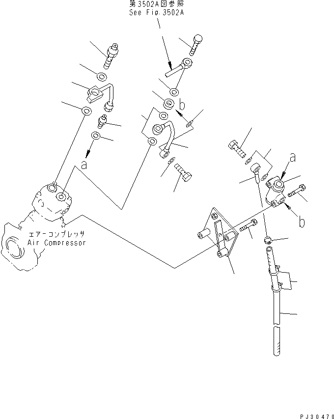 Komatsu parts book diagram for SA6D170-A-1Q-H S/N 13144-UP: AIR COMPRESSOR PIPING (3/3) (EXTREME COLD TERRAIN SPEC.)(#15320-)