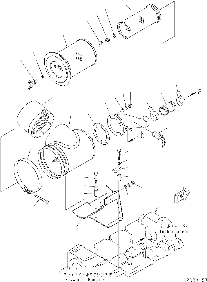 Engines Komatsu / SA6D170E-2C-7 S/N 17001-UP(sa6d17nc) / AIR CLEANER AND MOUNTING(#19074-)(030100 : A1410-A6F7A)