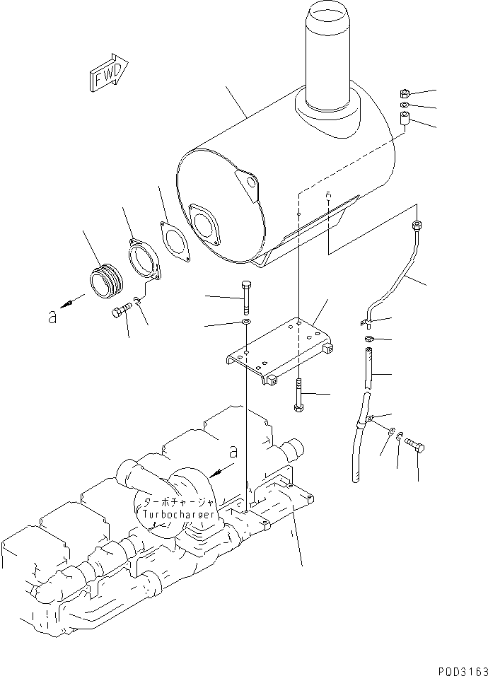 Engines Komatsu / SA6D170E-2C-7 S/N 17001-UP(sa6d17nc) / MUFFLER  MOUNTING (EC DYNAMIC NOISE SUPPRESSION SPEC.)(#18669-)(030160 : A1610-A6E2)