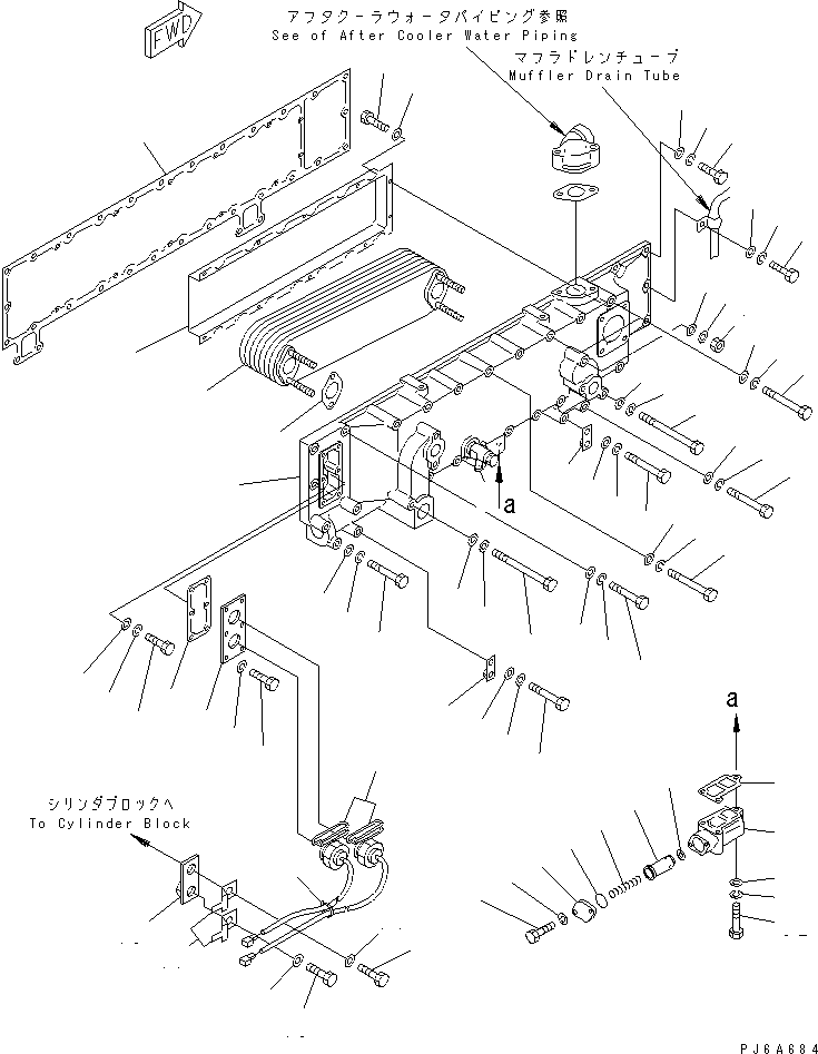 Engines Komatsu / SA6D170E-2C-7 S/N 17001-UP(sa6d17nc) / LUBRICATING OIL COOLER (WITH WATER HEATER)(#17353-19339)(030560 : A3310-A6F1)