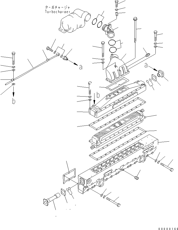 Komatsu parts book diagram for SA6D170-B-1F-7 S/N 10001-UP: AIR INTAKE MANIFOLD AND AFTER COOLER(#15701-17495)