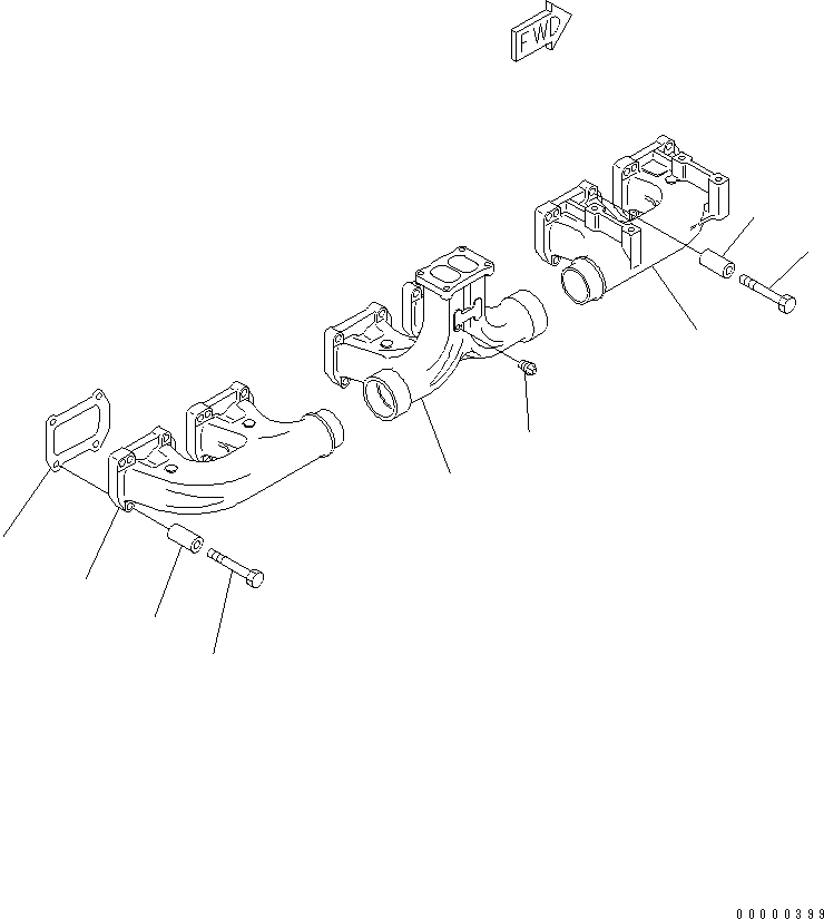 Komatsu parts book diagram for SA6D170-B-1F-7 S/N 10001-UP: EXHAUST MANIFOLD(#15701-)