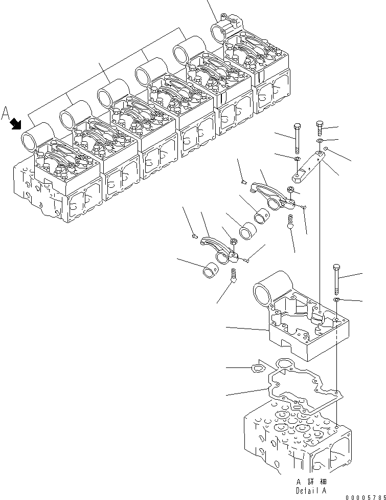Komatsu parts book diagram for SA6D170-B-1F-7 S/N 10001-UP: ROCKER ARM AND HOUSING(#15701-17495)
