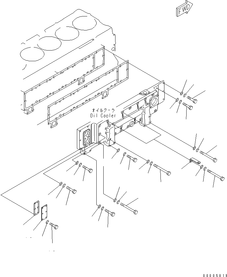 Komatsu parts book diagram for SA6D170-B-1F-7 S/N 10001-UP: OIL COOLER MOUNTING AND ACCESSORY(#19340-)