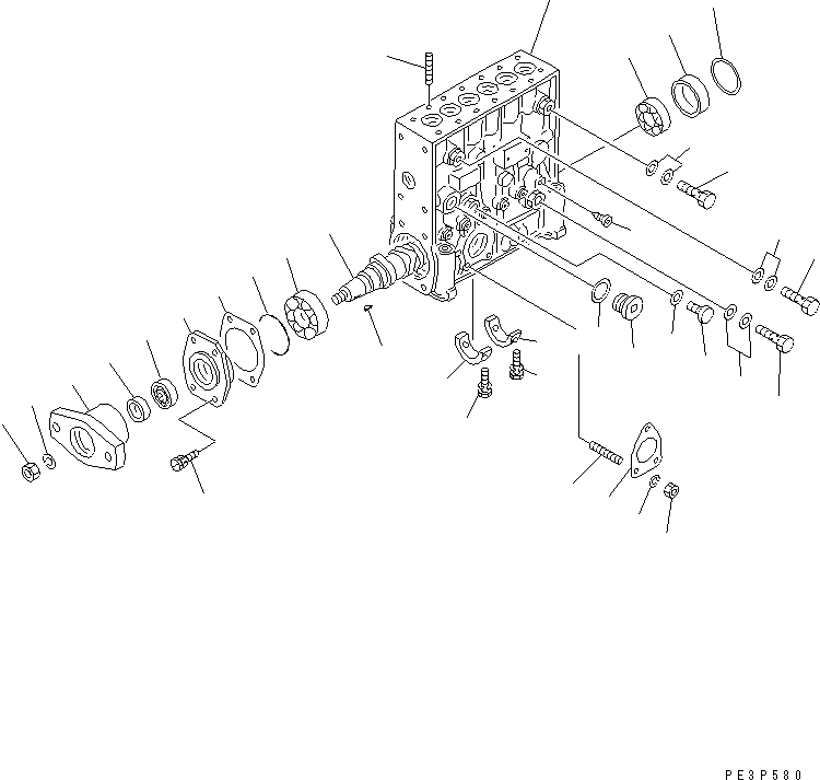 Komatsu parts book diagram for SA6D170-B-1F-7 S/N 10001-UP: FUEL INJECTION PUMP (PUMP) (1/2) (INNER PARTS)(#13556-15514)