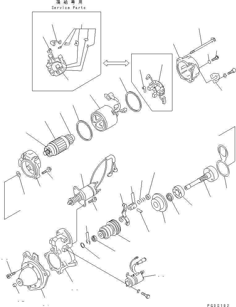 Komatsu parts book diagram for SA6D170-B-1F-7 S/N 10001-UP: STARTING MOTOR (11KW) (INNER PARTS)(#15701-22162)