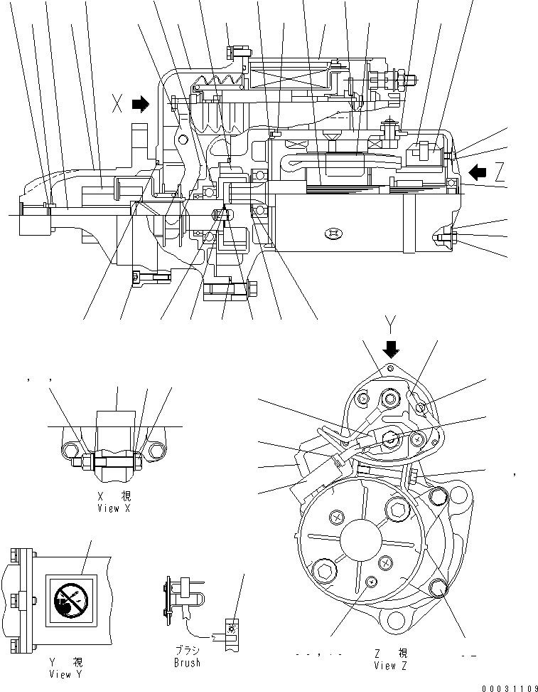Komatsu parts book diagram for SA6D170-B-1F-7 S/N 10001-UP: STARTING MOTOR (11KW) (INNER PARTS)(#22163-)