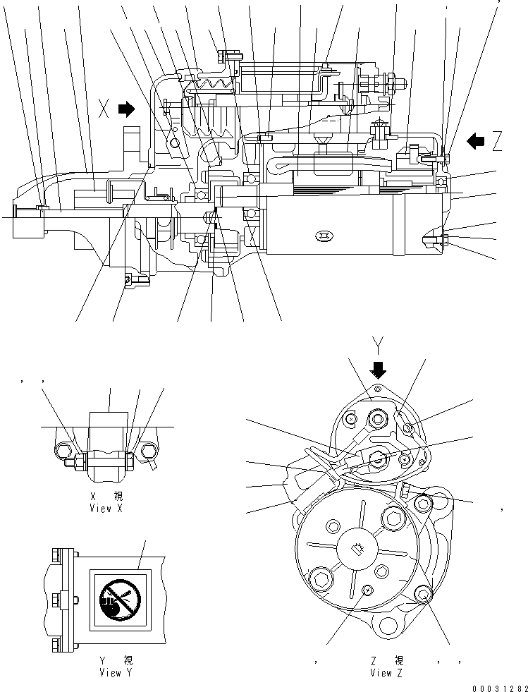 Komatsu parts book diagram for SA6D170-B-1F-7 S/N 10001-UP: STARTING MOTOR (7.5KW) (INNER PARTS)(#22005-)