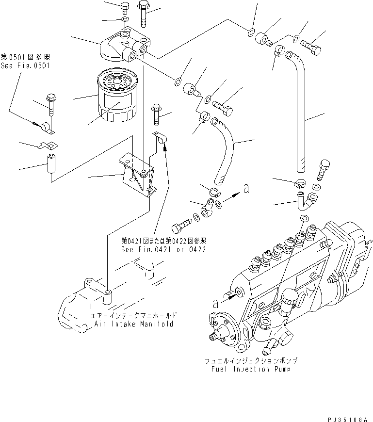 Engines Komatsu / SA6D95L-1C S/N 35398-UP(sa6d952c) / FUEL FILTER AND PIPING(120040 : 0411)