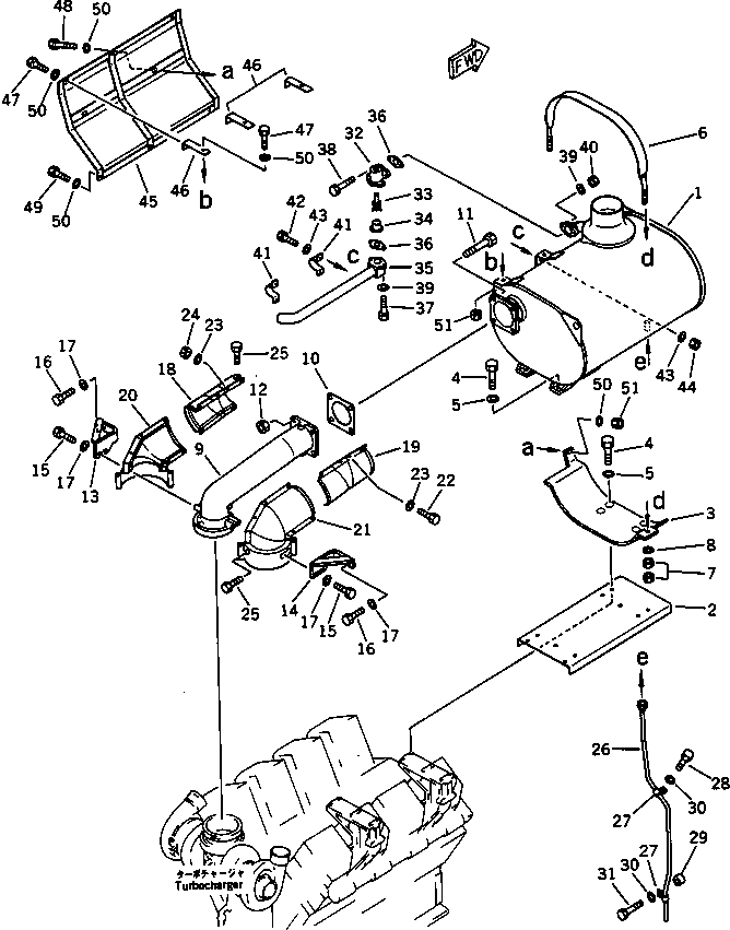 Engines Komatsu / SA8V170-1C S/N 10040-UP(sa8v171r) / MUFFLER AND CONNECTION(030130 : 0161)
