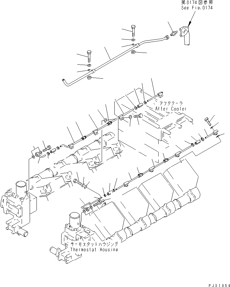 Komatsu parts book diagram for SA8V170-1C S/N 10040-UP: WATER LINE AIR VENT PIPING(#10040-10515)