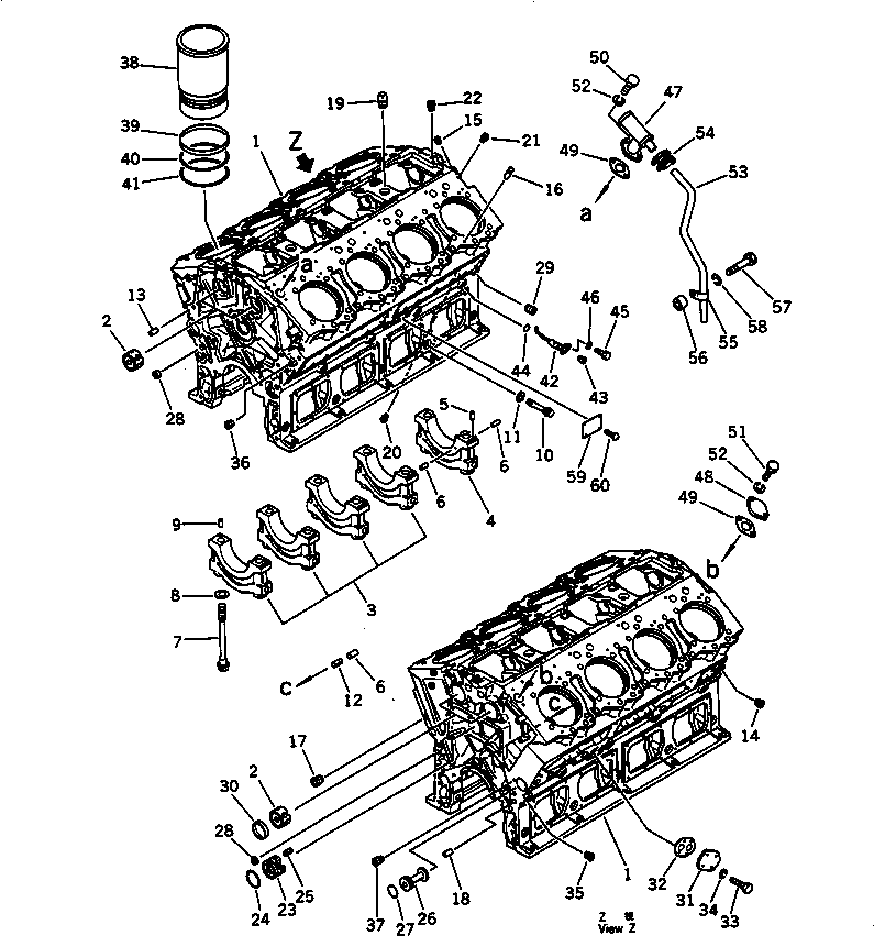 Komatsu parts book diagram for SA8V170-1C S/N 10040-UP: CYLINDER BLOCK(#10516-)