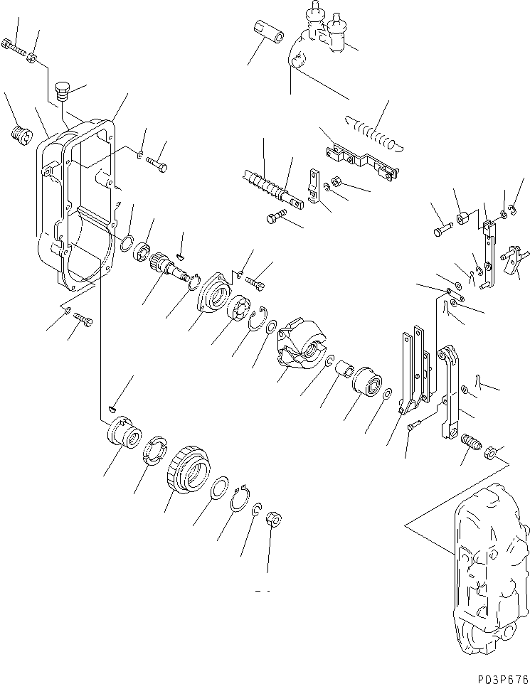 Komatsu parts book diagram for SA8V170-1C S/N 10040-UP: FUEL INJECTION PUMP (GOVERNOR) (1/2)(#10516-)