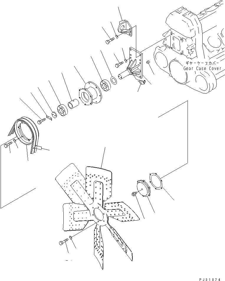 Komatsu parts book diagram for SA8V170-1C S/N 10040-UP: COOLING FAN AND FAN DRIVE