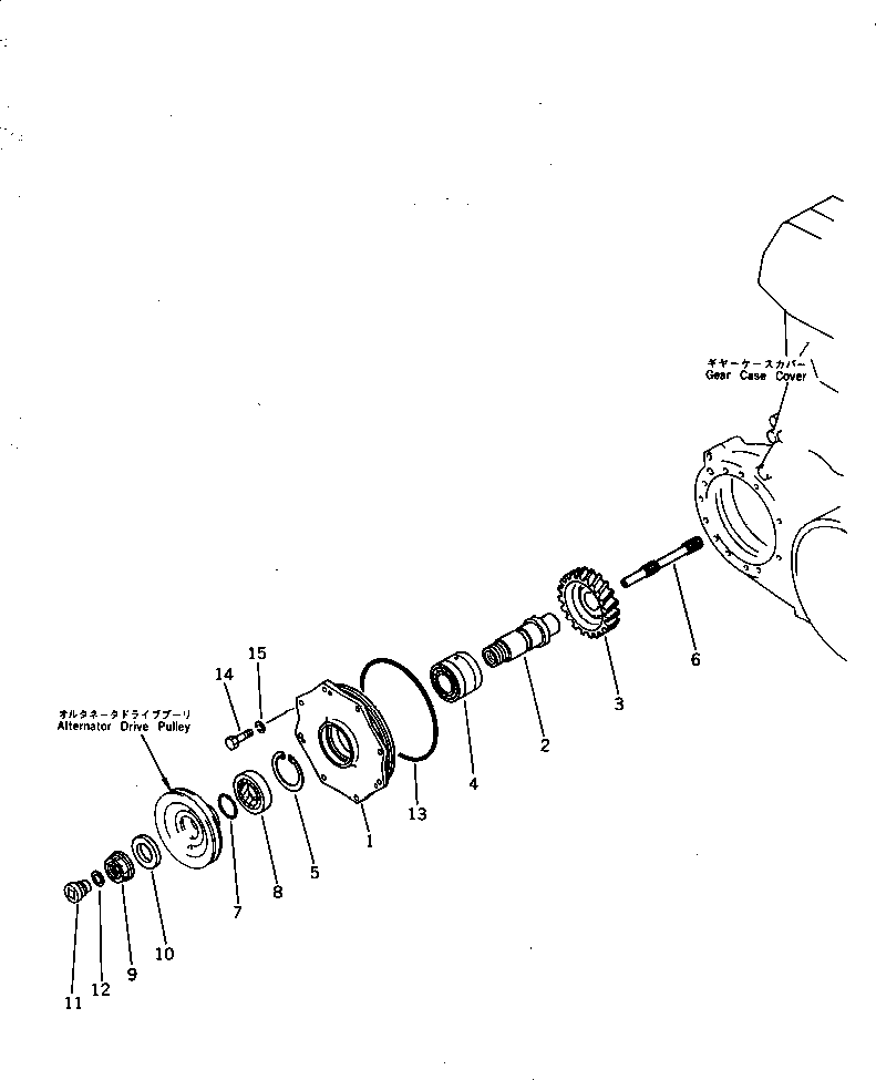 Komatsu parts book diagram for SA8V170-1C S/N 10040-UP: ALTERNATOR DRIVE