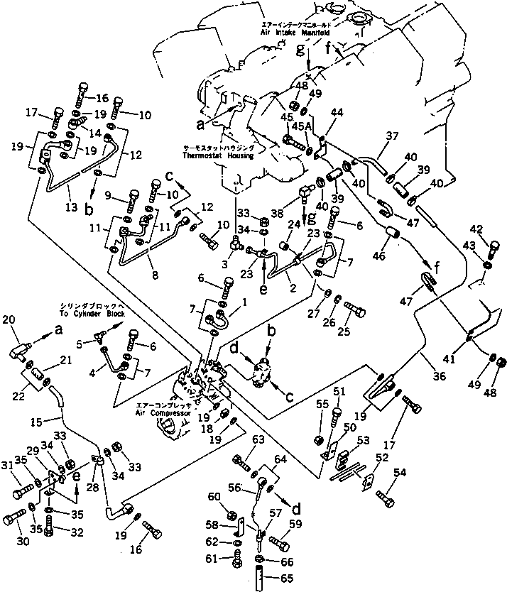 Komatsu parts book diagram for SA8V170-1C S/N 10040-UP: AIR COMPRESSOR PIPING(#10293-)
