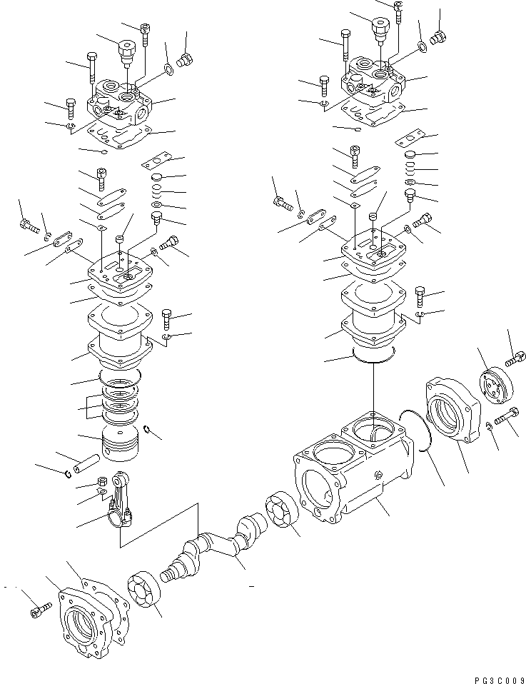 Komatsu parts book diagram for SA8V170-1C S/N 10040-UP: AIR COMPRESSOR(#10040-10292)