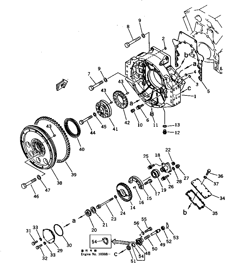 Engines Komatsu / SA8V170-1B S/N 10007-UP(sa8v172r) / FLYWHEEL AND FLYWHEEL HOUSING(#10007-10245)(060090 : 0231)