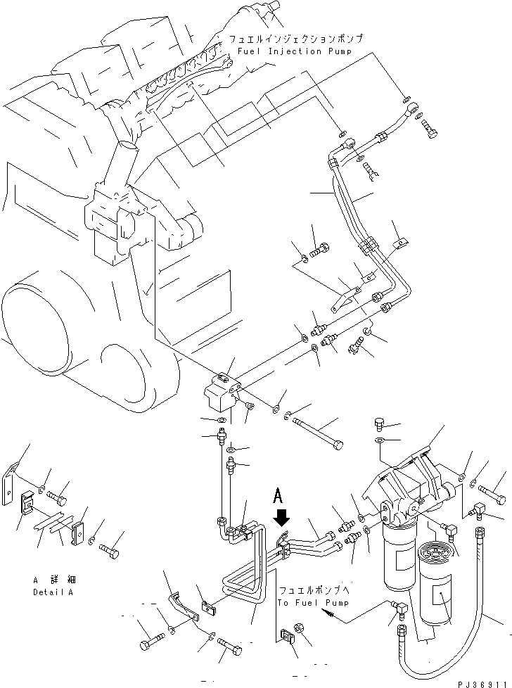 Komatsu parts book diagram for SA8V170-1B S/N 10007-UP: FUEL FILTER AND PIPING(#10426-)