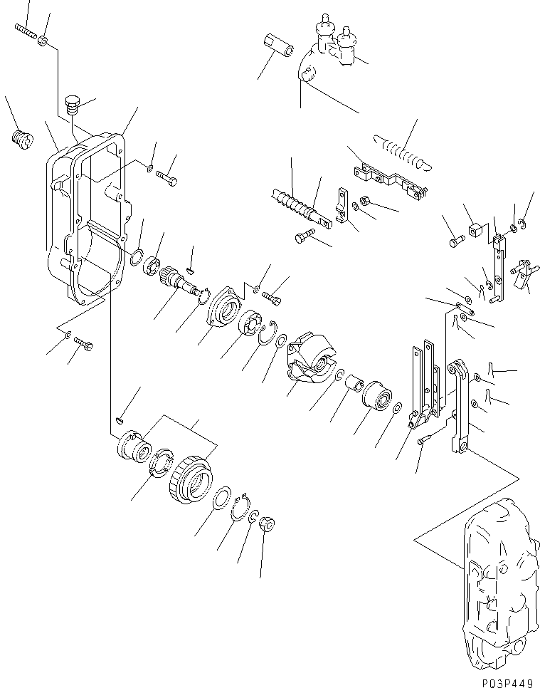 Komatsu parts book diagram for SA8V170-1B S/N 10007-UP: FUEL INJECTION PUMP (GOVERNOR) (1/2)(#10450-)