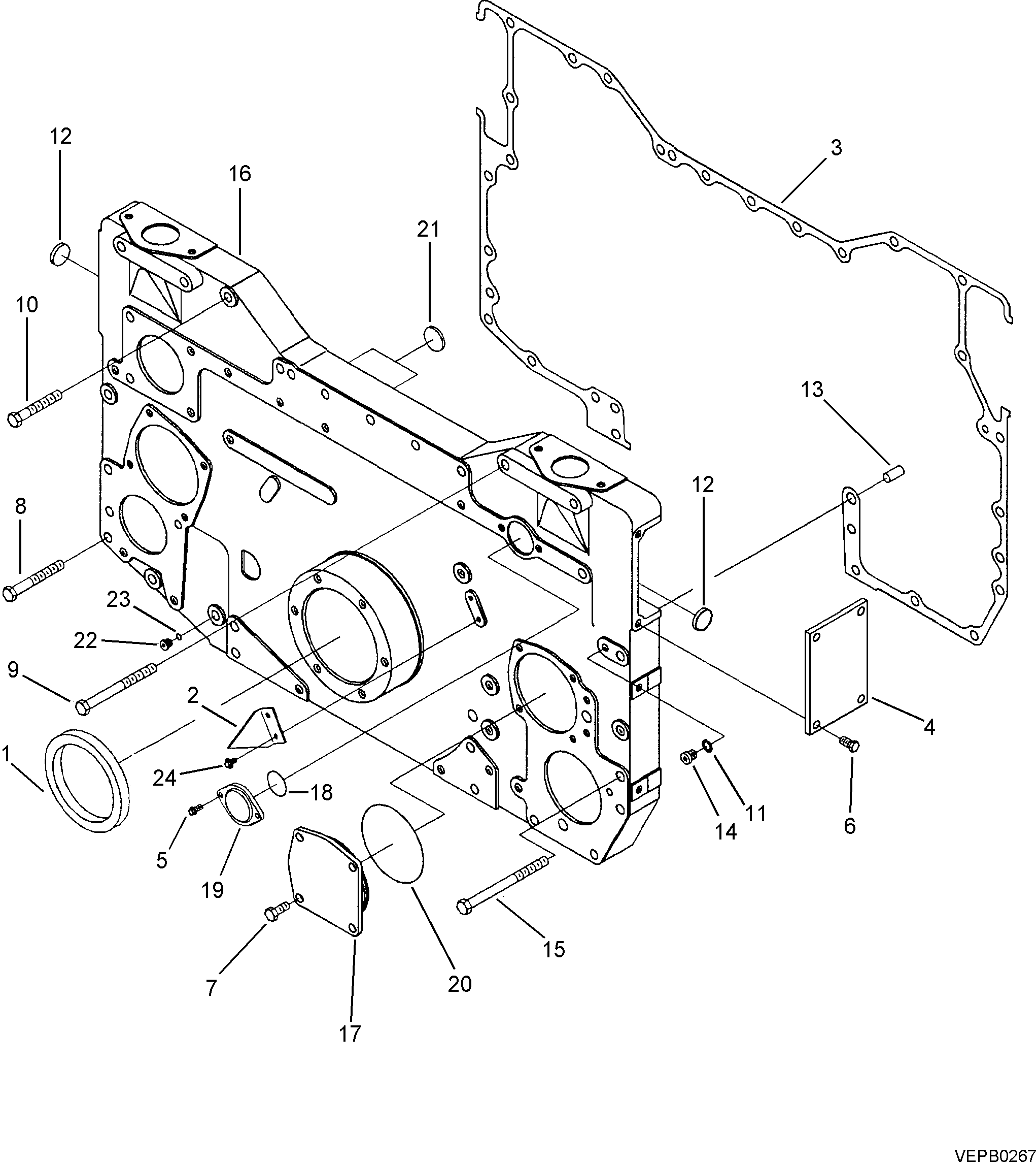 Engines Komatsu / SAA12V140Z-E2-80 S/N 37209742-UP(saa12v1c) / FRONT GEAR COVER(030160 : A2109-A7A5)