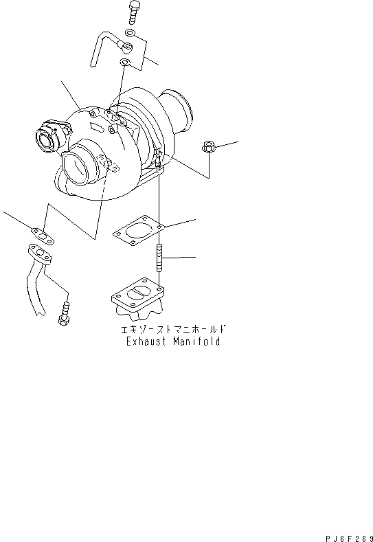 Komatsu parts book diagram for SAA4D102E-2E-4 S/N 26274903-UP: TURBOCHARGER MOUNTING(#26300902-)