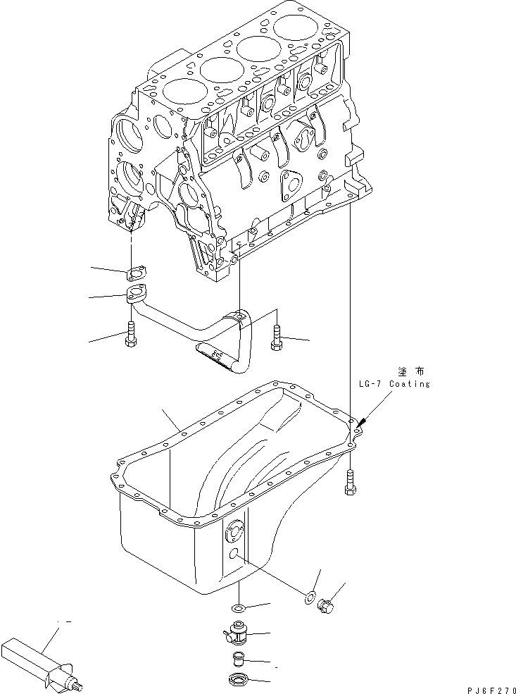 Komatsu parts book diagram for SAA4D102E-2E-4 S/N 26274903-UP: OIL PAN AND SUCTION TUBE(#26304081-)