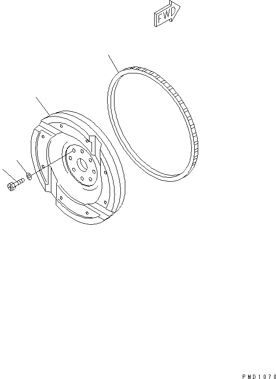 Komatsu parts book diagram for SAA4D102E-2E-4 S/N 26274903-UP: FLYWHEEL(#26304081-)