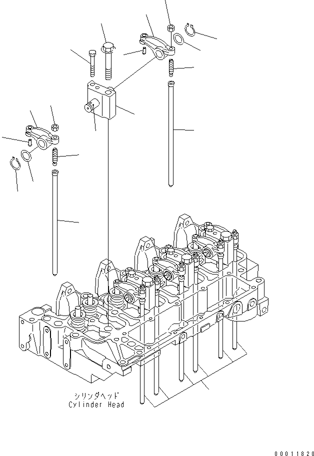 Komatsu parts book diagram for SAA4D102E-2E-4 S/N 26274903-UP: ROCKER ARM(#26277757-)
