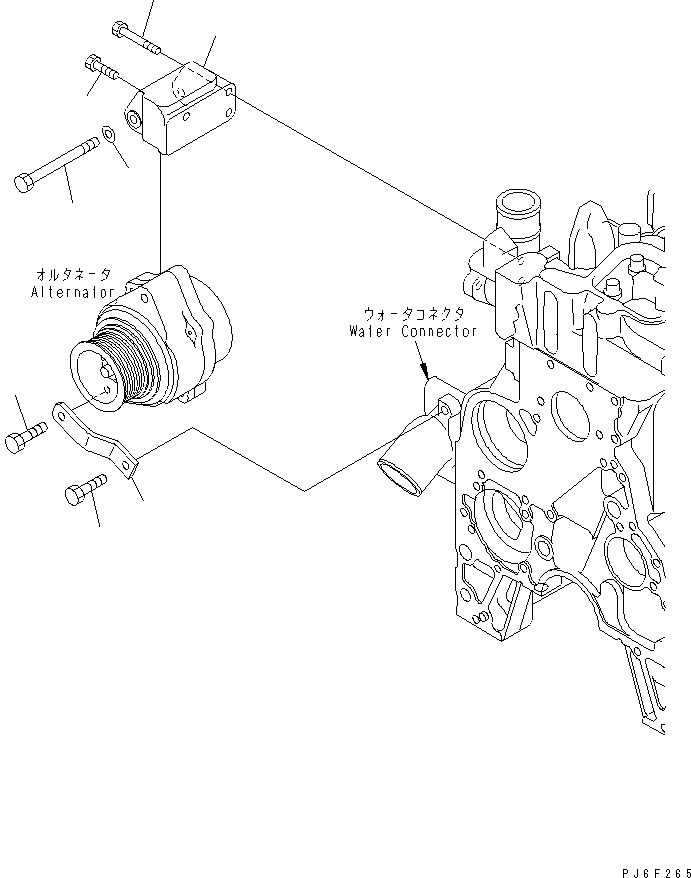 Komatsu parts book diagram for SAA4D102E-2E-4 S/N 26274903-UP: ALTERNATOR MOUNTING(#26304081-)