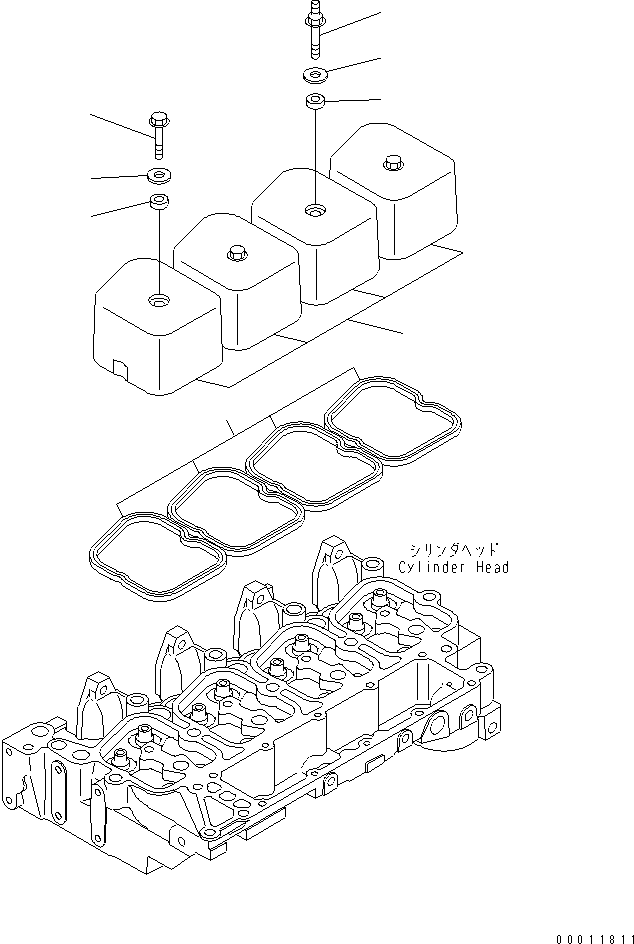 Komatsu parts book diagram for SAA4D102E-2G-4 S/N 26274903-UP: HEAD COVER(#26317765-)